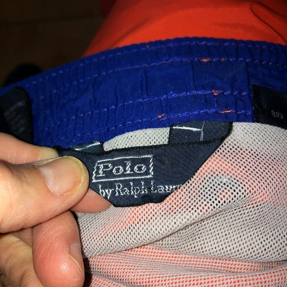 Polo Ralph Lauren Men Size 2XB Big Orange Lined Pockets Swim Shorts Trunks